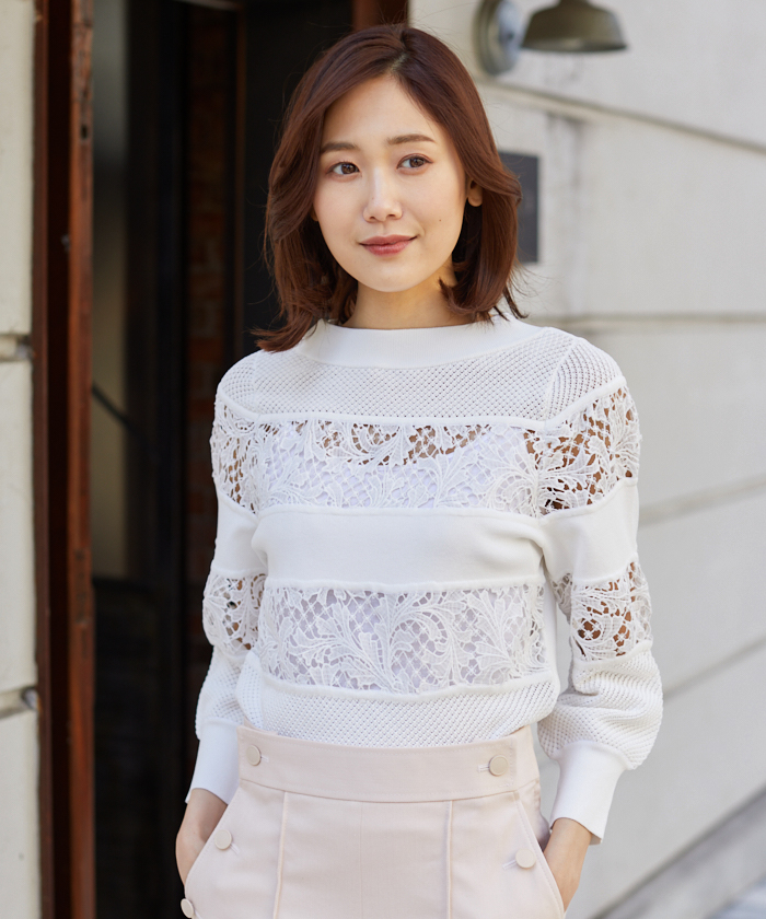 ※美品※【ANAYI】レースポロカットソーブラウス 美品※【ANAYI】レースポロカットソーブラウス