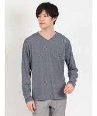 TAKA-Q/ふくれジャガード ヘリンボン柄 Vネック 長袖 メンズ Tシャツ カットソー カジュアル インナー ビジネス ギフト プレゼント/505142904