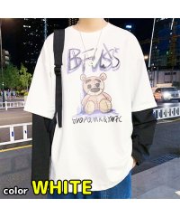 MOWMOW FASHION/メンズファッション 韓国風 長袖 Tシャツ トレーナー アニマル 重ね着風 レイヤード 春夏秋冬 B系 ストリート系 スケーター かっこいい かわいい/505145345