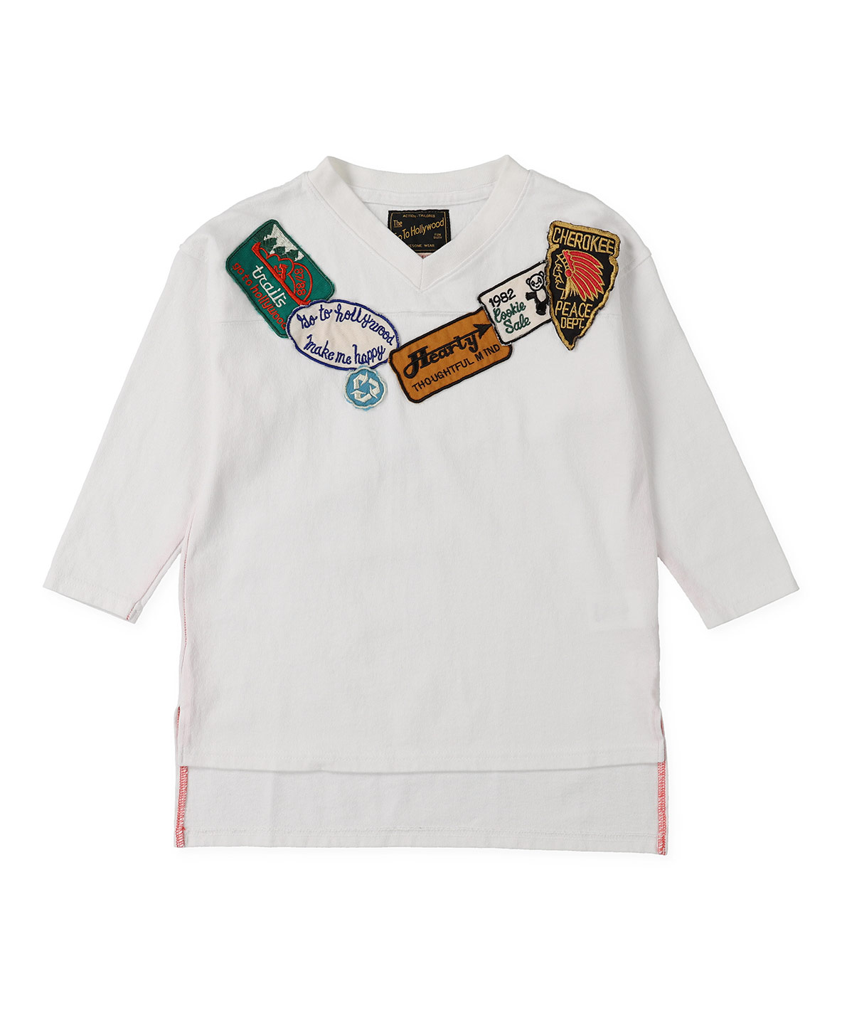 セール】ビンテージ度詰め天竺 ワッペン Vネック Tシャツ(505140214