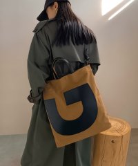 3wayGイニシャルレザーキャンバストートバッグ 大きめ 通勤通学 オフィス マザーズバッグ 韓国ファッション