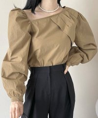 Amulet/アミュレット Amulet アシンメトリーネックブラウス レディース 長袖 無地 秋服 春服 10代 20代 30代 韓国ファッション 韓国 セクシー シンプル/505146004