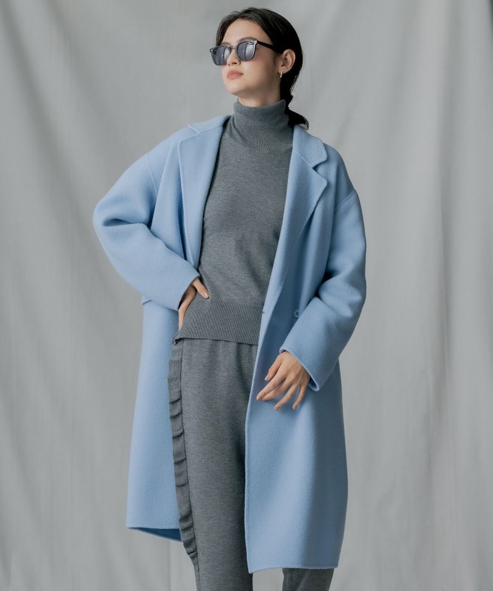 新品【組曲×setsuko sagittaire】カラーウールリバー コート