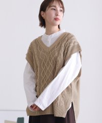 PourVous/プールヴー PourVous ケーブル編みVネックベスト/505149497
