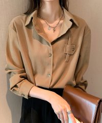 Amulet/オーバーサイズシンプルシャツ レディース トップス 長袖 無地 秋服 冬服 10代 20代 30代 韓国ファッション 韓国 オフィスカジュアル 大きいサイズ/505153873