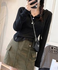 Amulet/アミュレット Amulet フード付きシンプルトップス レディース トップス 長袖 無地 秋服 春服 10代 20代 30代 韓国ファッション 韓国 ストリート/505153876