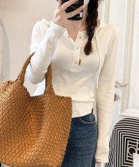 Amulet/アミュレット Amulet フード付きシンプルトップス レディース トップス 長袖 無地 秋服 春服 10代 20代 30代 韓国ファッション 韓国 ストリート/505153876
