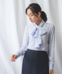NARA CAMICIE/シャドーストライプスタンドボウタイブラウス/505154394