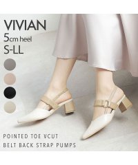 Vivian/ポインテッドトゥVカットベルトバックストラップパンプス/505154569