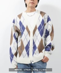 1111clothing/ニットカーディガン メンズ カーディガン レディース アーガイル ニット セーター カーデ 長袖 オーバーサイズ 厚手 ビッグシルエット 大きいサイズ/505158262