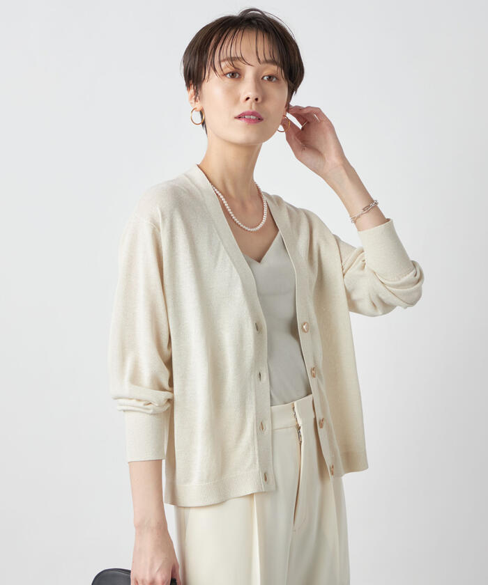 クーポン】【セール 25%OFF】ラメVネックカーディガン(505149729