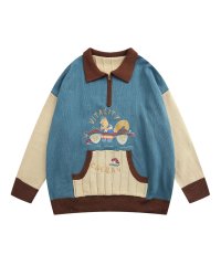 HOOK/フック HOOK 【HOOK】古着風キャラクター刺繍切り替えポロニット/505159175