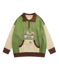 HOOK/フック HOOK 【HOOK】古着風キャラクター刺繍切り替えポロニット/505159175