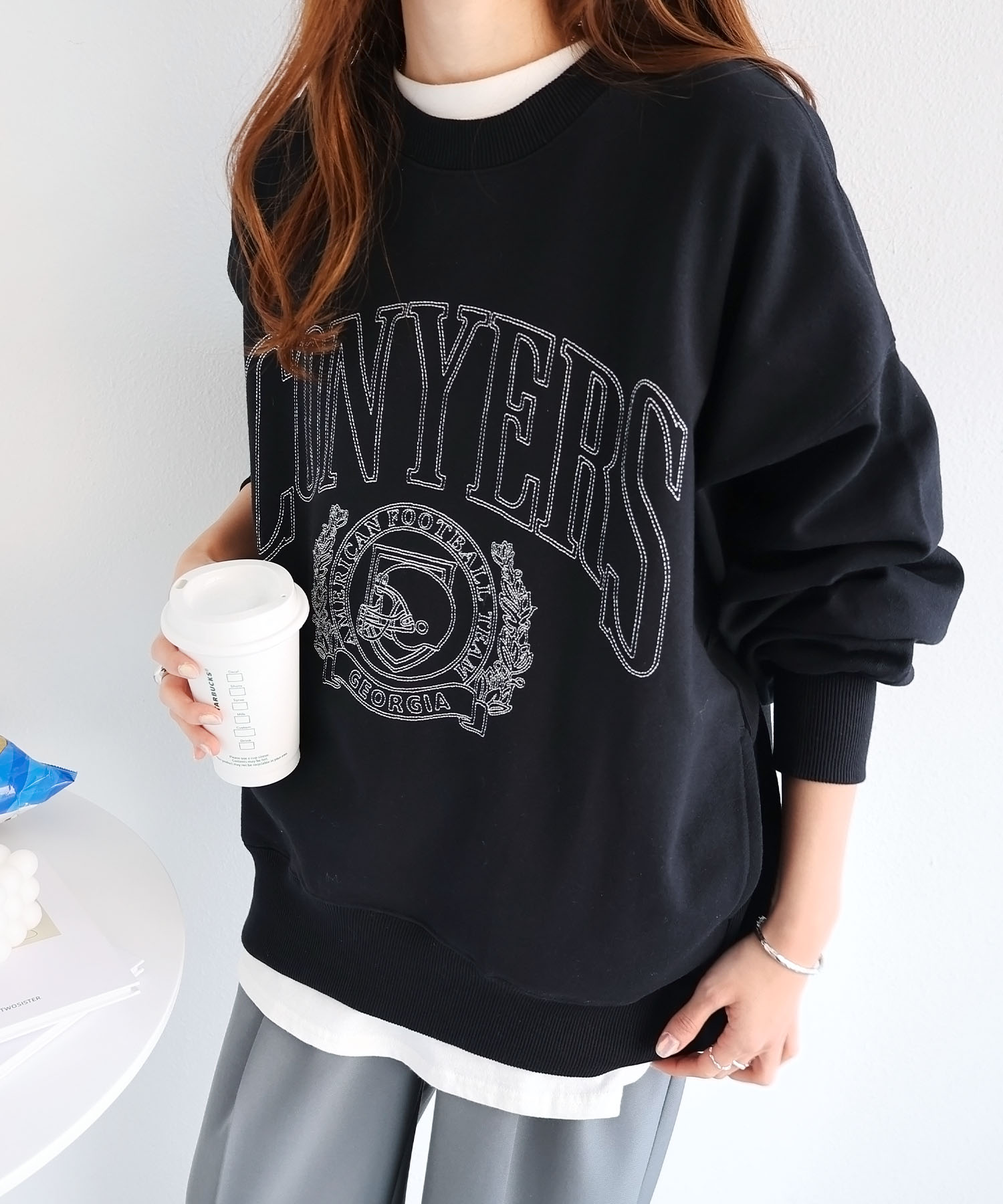 セール20%OFF】刺繍カレッジロゴ 裏毛 スウェット トップス(505160567