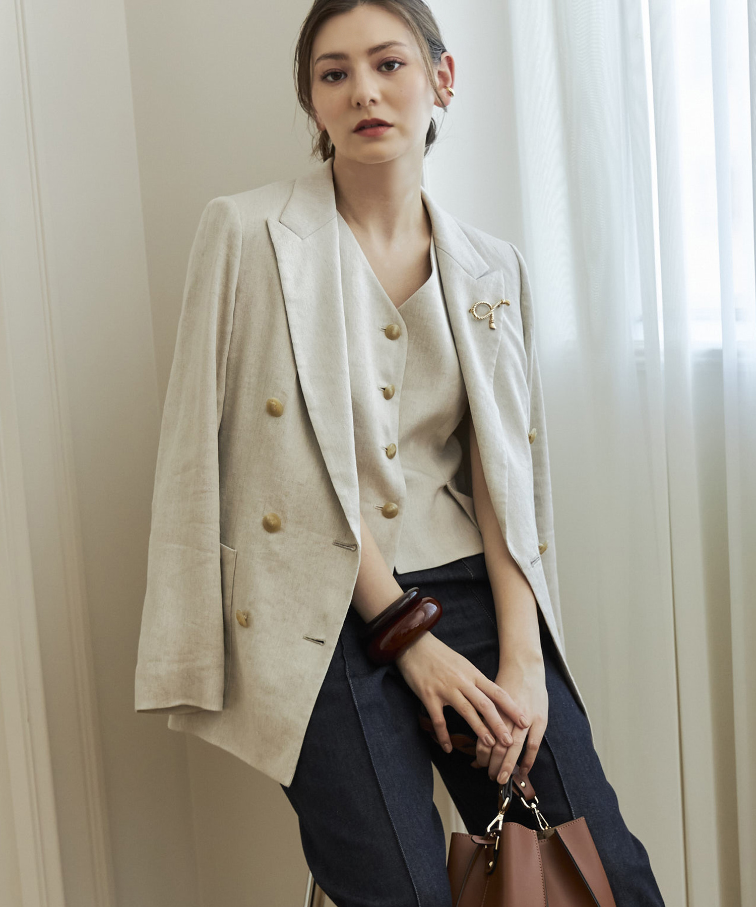 セール 40%OFF】ラミーストレッチダブル ジャケット(505159879