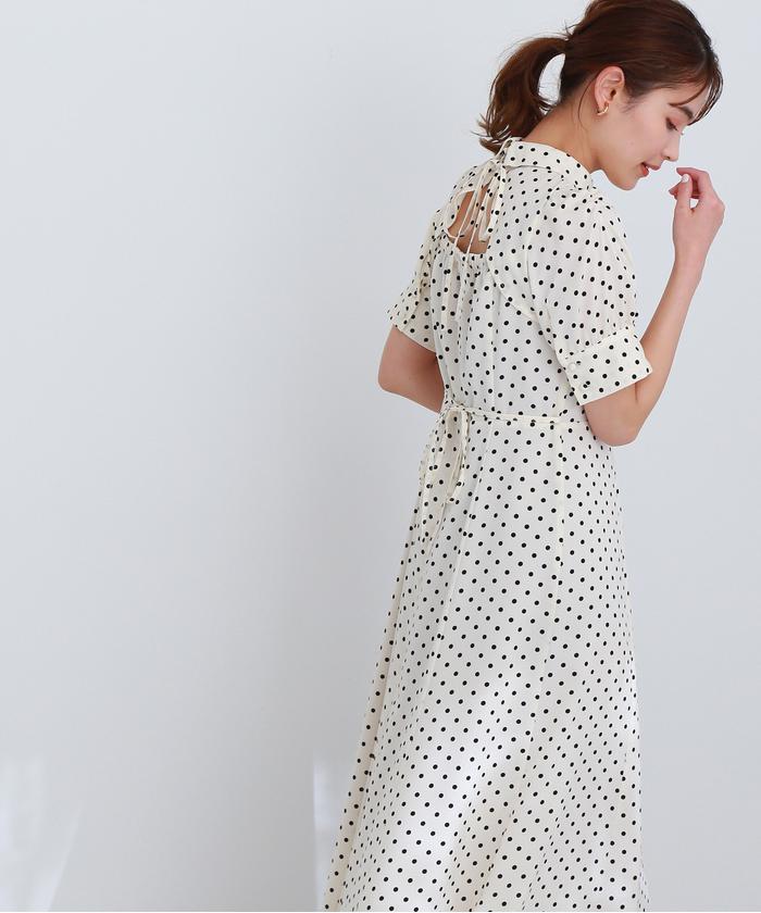 セール】|美人百花4月号掲載|バックシャンドットワンピース セール】|美人百花4月号掲載|バックシャンドットワンピース