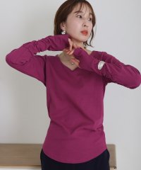 PourVous/プールヴー PourVous Vネック指空きTシャツ/505168000