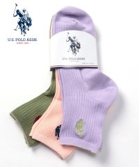 US POLO ASSN/【U.S. POLO ASSN. / ユーエスポロアッスン】パステルカラーワンポイント刺繍ロゴソックス 3足セット/505165545