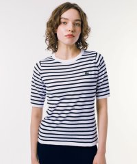 LACOSTE/UVカット 吸水速乾 ウォッシャブル COOLMAX クールマックス ボーダーニット半袖Tシャツ/505172318