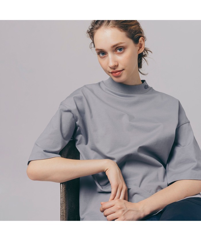 セール 30%OFF】リラックスフィットモックネックハーフスリーブTシャツ