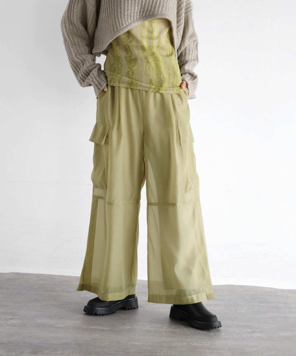 sacai サカイ 20SS シアー切り替え カーゴスラックス-
