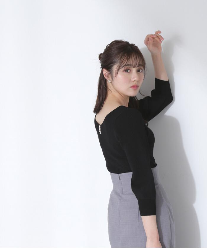【ファッション通販】 セール】前後2Wayパールパフスリーブリブニット(505177744 ぬいぐるみ