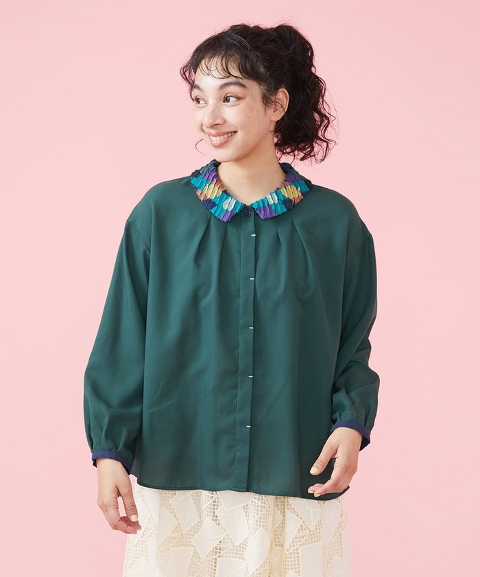 新品未使Jocomomola スラッシュキルトブラウス✨綺麗で可愛い色合い✨ セール 50%OFF】スラッシュキルトブラウス(505179576