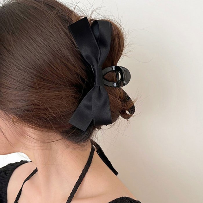 ヘアクリップ リボン 黒の人気商品・通販・価格比較 リボンバレッタ 黒 大きめ 韓国 ヘアクリップ ビッグリボン 布 ブラック 地雷