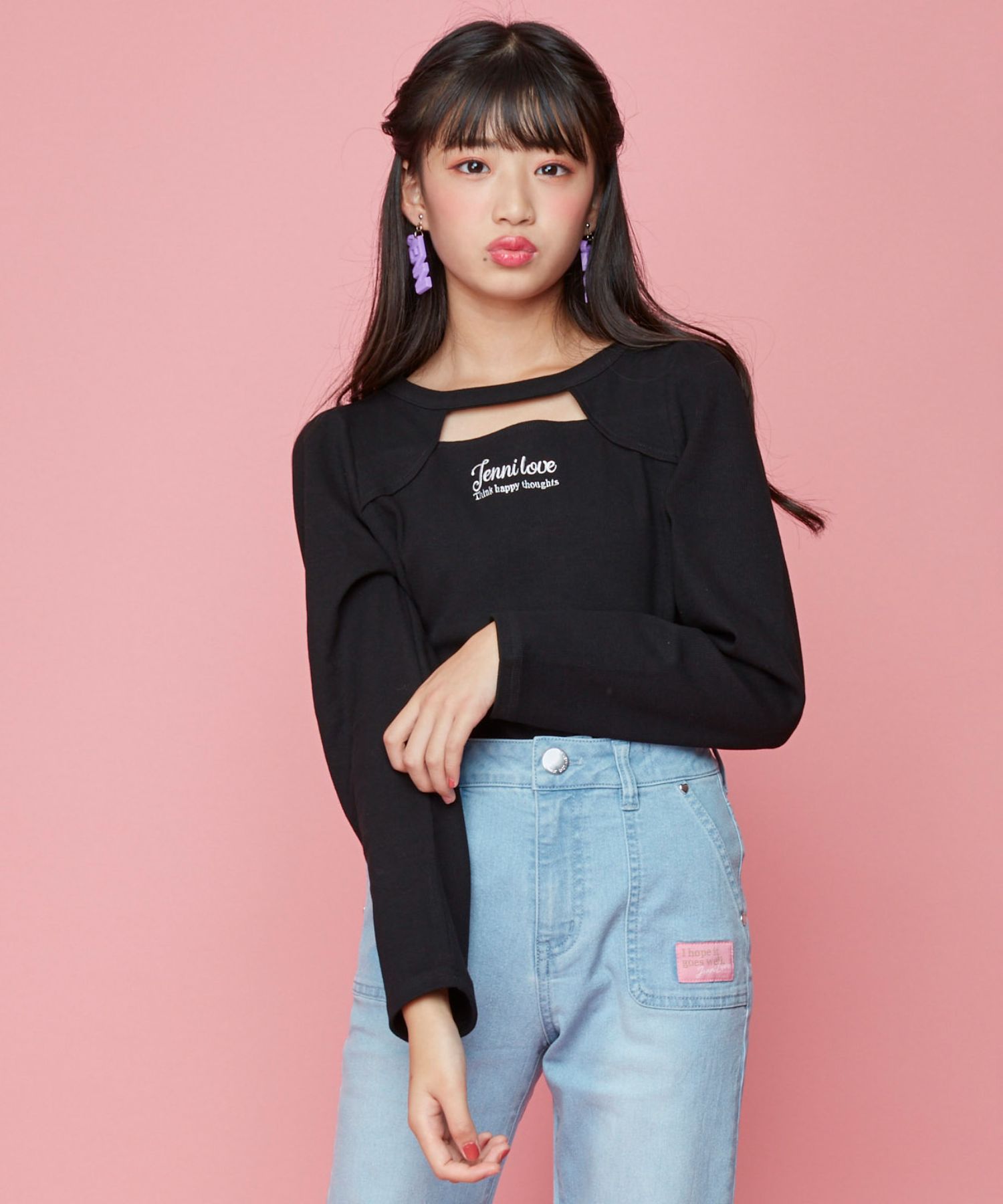 ジェニィラブ JENNI love 前あきテレコトップス(505184610 ジェニィラブ JENNI love 前あきテレコトップス(505184610