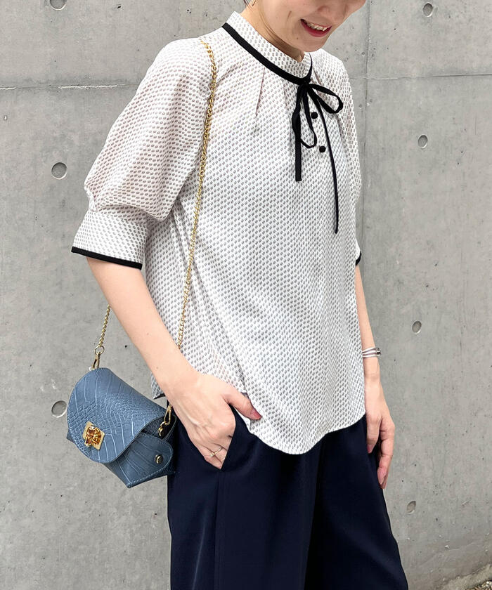 NOLLEY'S ストレッチジョーゼット半袖配色ブラウス　36サイズ セール 40%OFF】◇【WEB限定カラー/サイズあり】ストレッチ