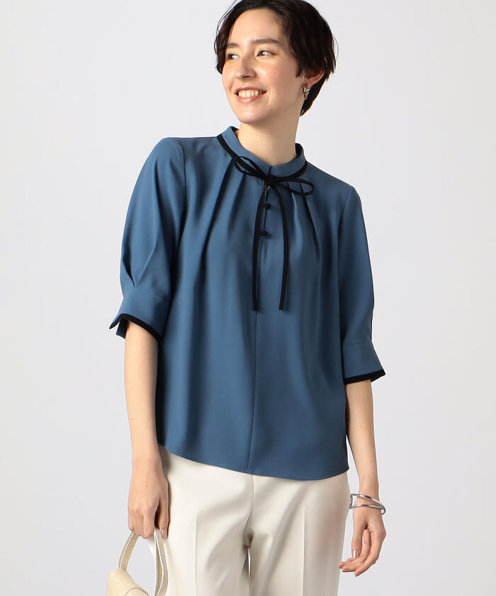 NOLLEY'S ストレッチジョーゼット半袖配色ブラウス　36サイズ セール 40%OFF】◇【WEB限定カラー/サイズあり】ストレッチ