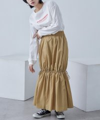 Fashion Letter/Fashion Letter ファッションレター タフタ ロングスカート フレアスカート ティアードスカート シャーリング バルーンスカート ウエストゴム ゆっ/505186553