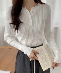 shoppinggo/ショッピングゴー shoppinggo リブニットトップス セーター ニットセーター レディース 長袖 Vネック 無地 トップス プルオーバー/505188272