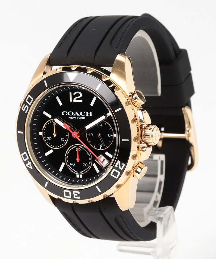 NEW COACH MEN'S Kent Chronograph Black and Navy Rubber Strap
