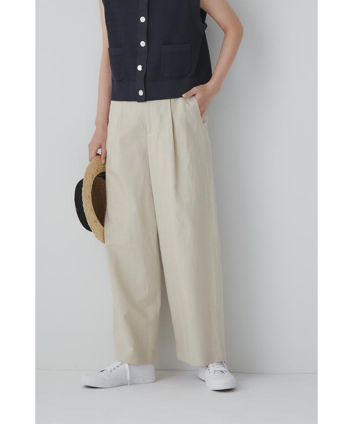 【関税込】DVF ★柔らかい生地★ 上品 ベリーニ パンツ セール 50%OFF】◇綿麻シャンブレーセミワイドパンツ(505186929