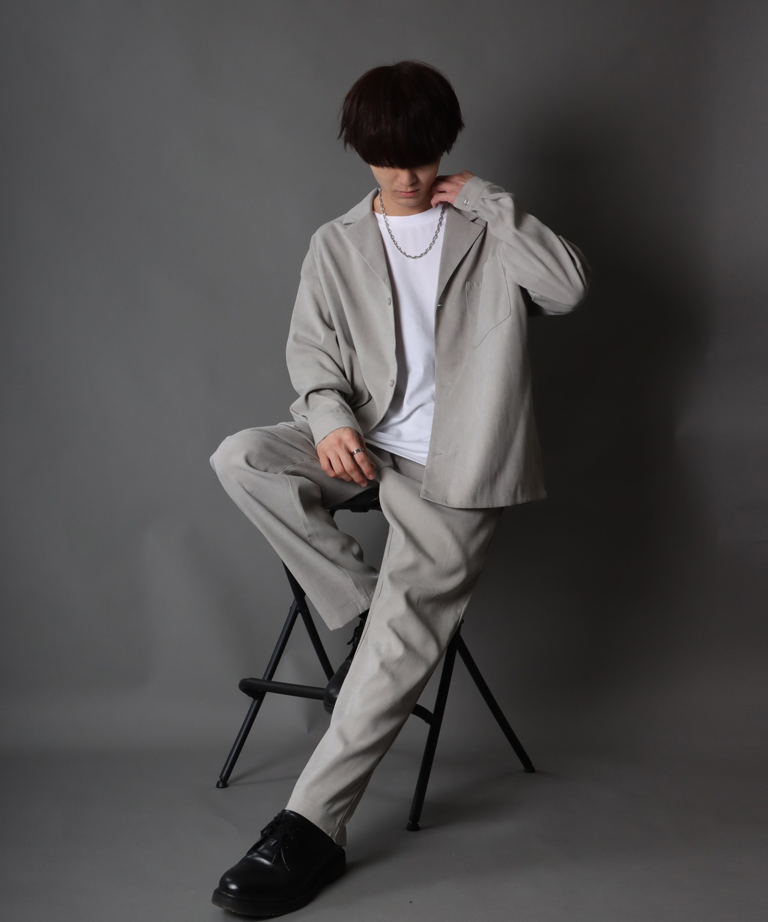 セール】別注 シャツジャケット＆タックテーパードパンツ