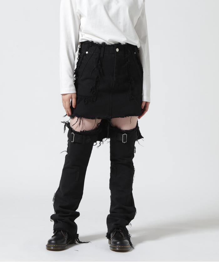VOLTAGE CONTROL FILTER/Leg Cutout Bondage Skirt(505197080
