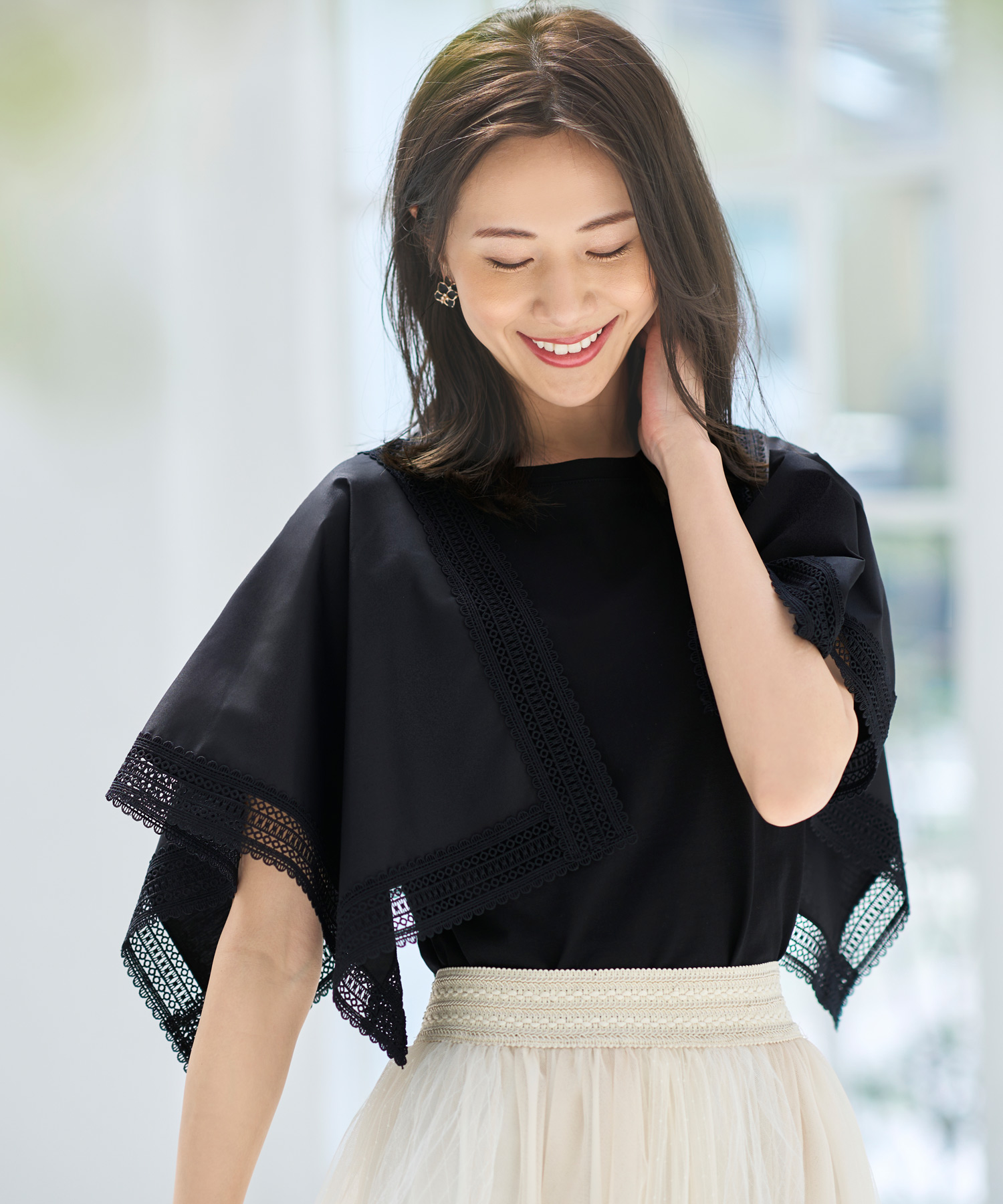 ルイルエブティック RUIRUE BOUTIQUE ハンカチスリーブTシャツ （オフホワイト） セール】ルイルエブティック RUIRUE BOUTIQUE ハンカチスリーブT