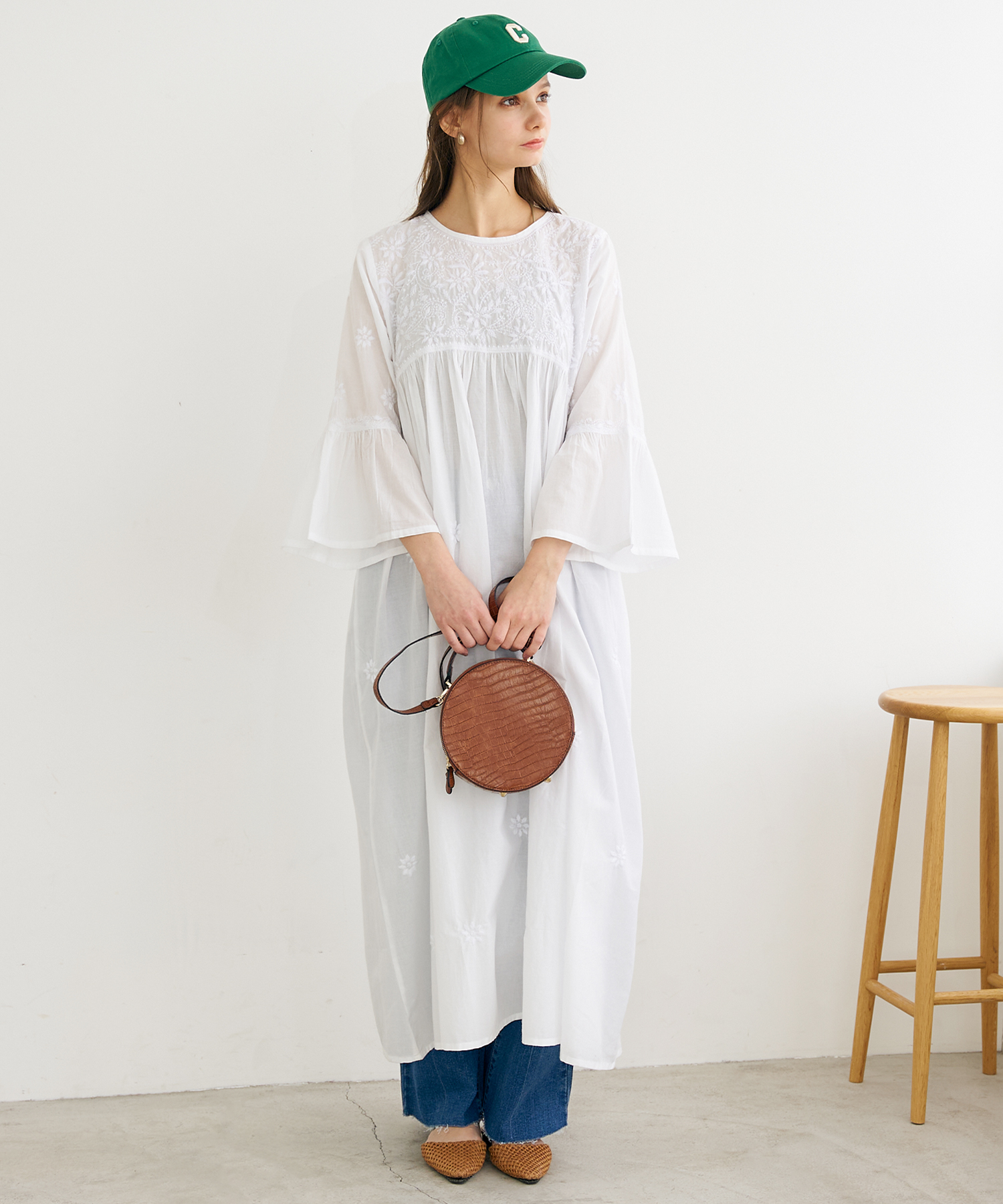 クーポン】【セール 25%OFF】インド綿刺繍ギャザーワンピース クーポン】【セール 25%OFF】インド綿刺繍ギャザーワンピース