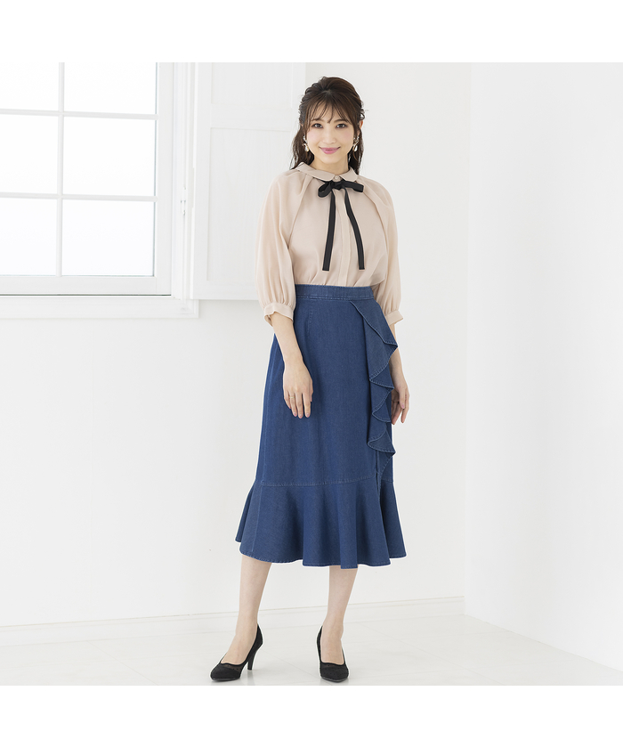 セール 50%OFF】ラッフルフリルデニムスカート(505211868