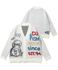 HOOK/フック HOOK 【HOOK】 ーoriginalー 激かわ「CAT＆FISH」英字刺繍猫イラストカーディガン/505212861