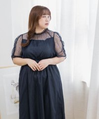 clette/バックリボン配色レースワンピースドレス/505212781