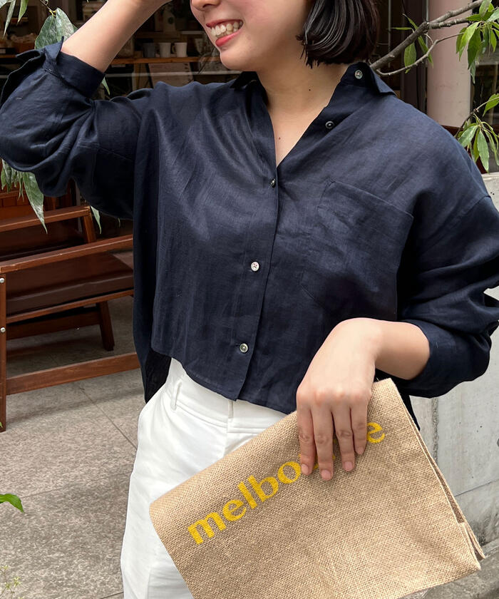 ノーリーズ　23ss　web限定　プレミアムリネンクロップドレギュラーシャツ NOLLEY'S（ノーリーズ）の「◇【WEB限定】プレミアムリネン