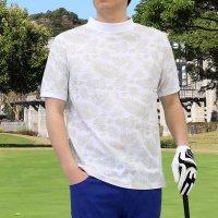 TopIsm/トップイズム TopIsm ゴルフウェア ハイネックシャツ メンズ モックネック ゴルフ 速乾ドライ 鹿の子 ストレッチ 半袖 カモフラ 迷彩 ロゴ ボタニカル/505215524