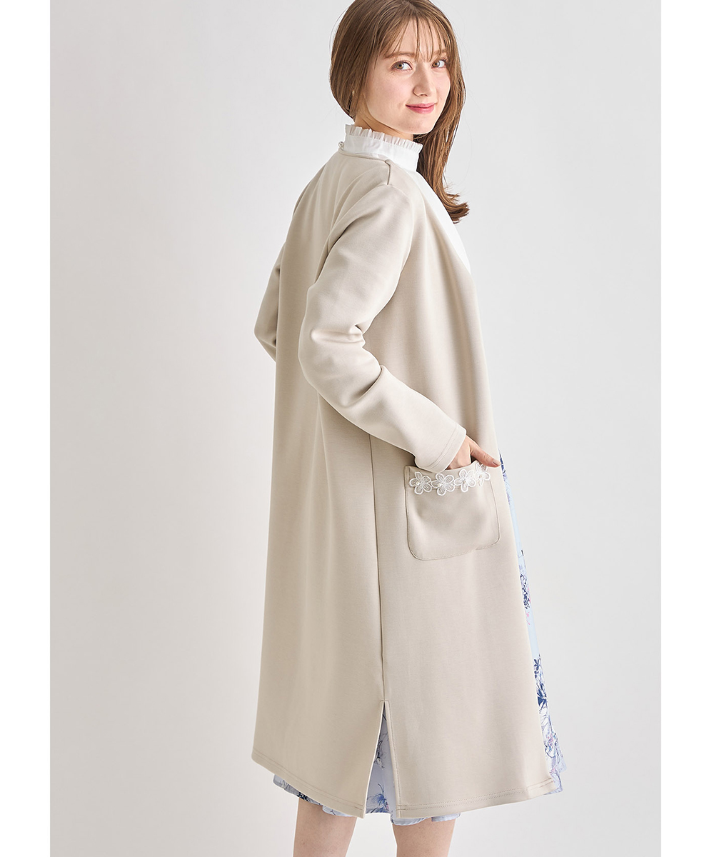 tocco closet ポケットフラワーレース付きコーディガン(アイボリー) ポケットフラワーレース付きコーディガン(505202514) | トッコ