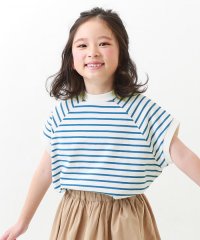 devirock/モックネック先染め ボーダー半袖Tシャツ 子供服 キッズ 女の子 トップス 半袖Tシャツ Tシャツ /505215962