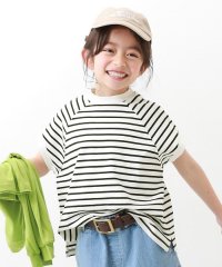 devirock/モックネック先染め ボーダー半袖Tシャツ 子供服 キッズ 女の子 トップス 半袖Tシャツ Tシャツ /505215962