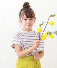 devirock/モックネック先染め ボーダー半袖Tシャツ 子供服 キッズ 女の子 トップス 半袖Tシャツ Tシャツ /505215962