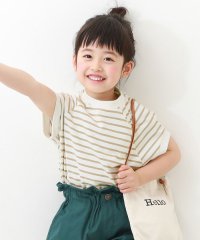 devirock/モックネック先染め ボーダー半袖Tシャツ 子供服 キッズ 女の子 トップス 半袖Tシャツ Tシャツ /505215962