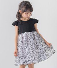 BeBe/日本製ポンチ花柄フロッキー切替ワンピース(100~150cm)/505218180